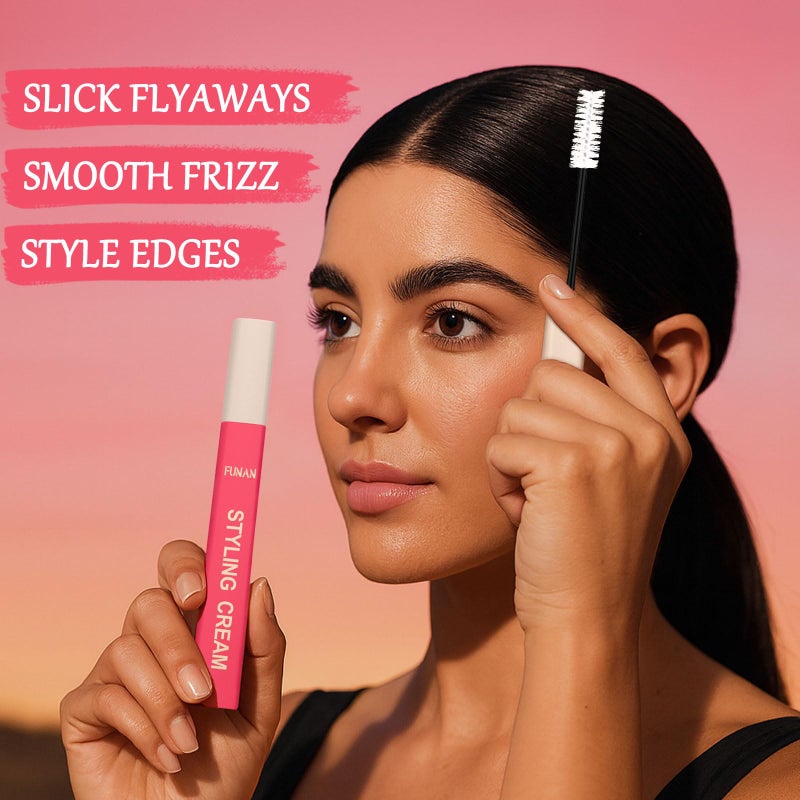 FUNAN Styling Cream for Hair, Hair Cactus Fruit 3-in-1 Styling Cream with Taming Wand for Flyaways, Frizz Control, Edge Styling, No Flaking, Slick Back Hair Products for All Hair Types 0.6 oz - Image 3